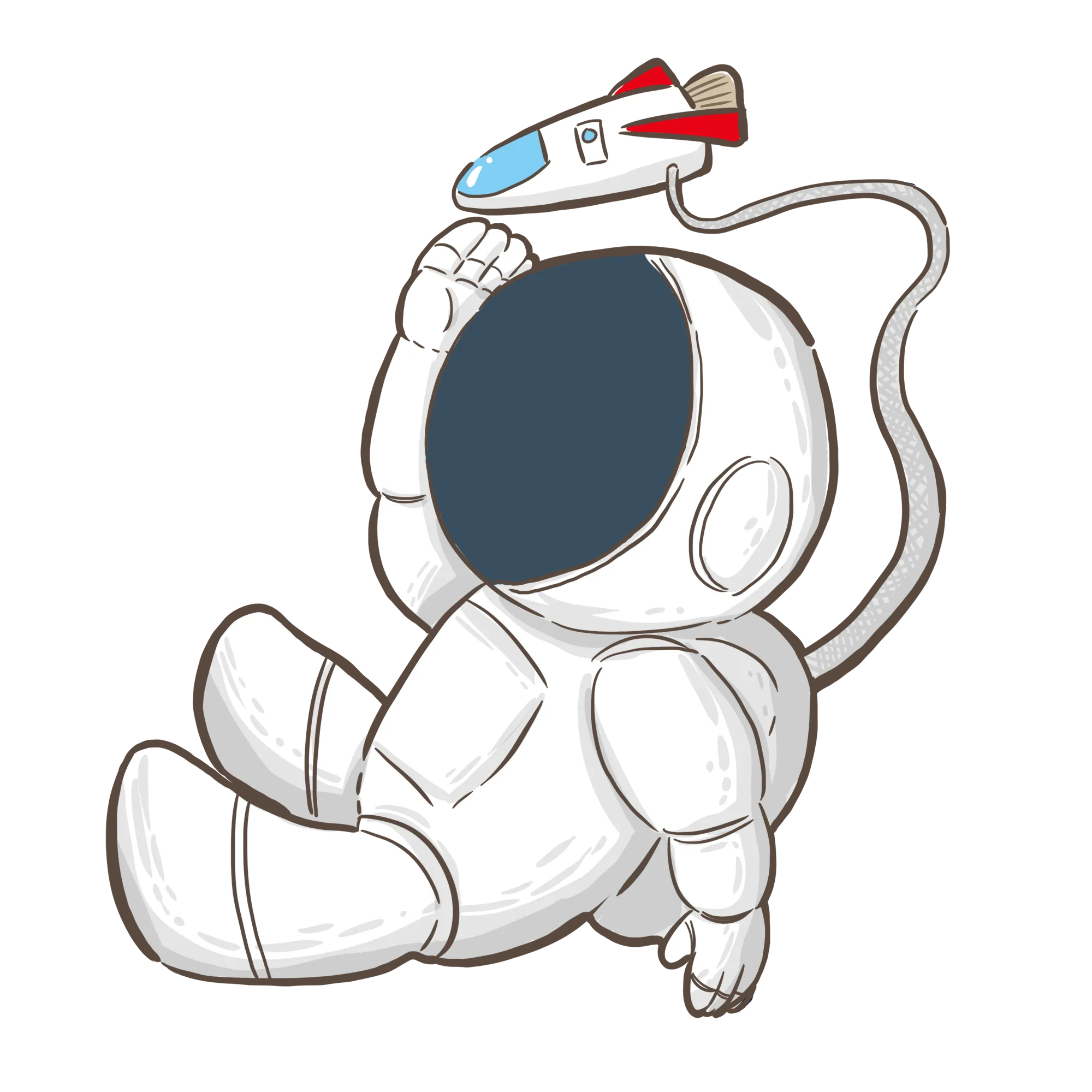 A floating astronaut in a space suit